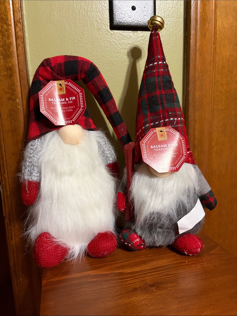 Balsam & Fir Trading Co. - Red Plaid Holiday Gnome Décor - Set of 2